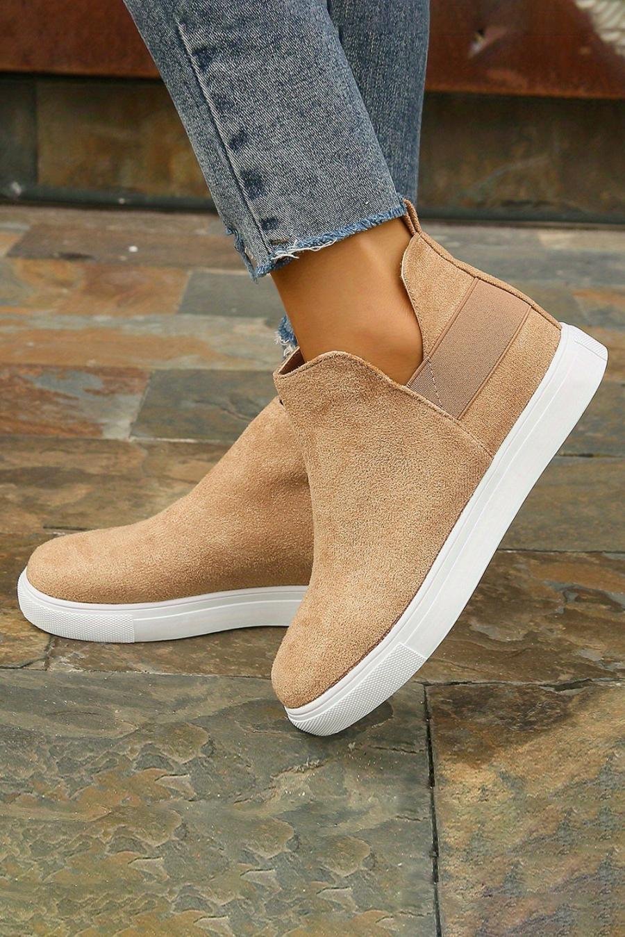 Femme Bottes | Bottes Montantes Décontractées à Enfiler Camel