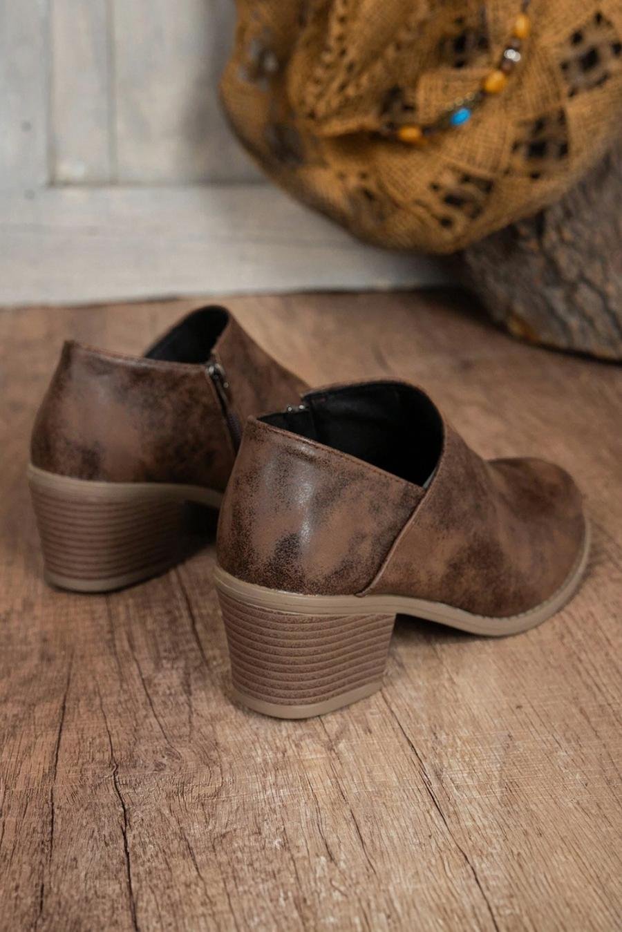 Femme Bottes | Bottines Décontractées En Daim Couleur Café