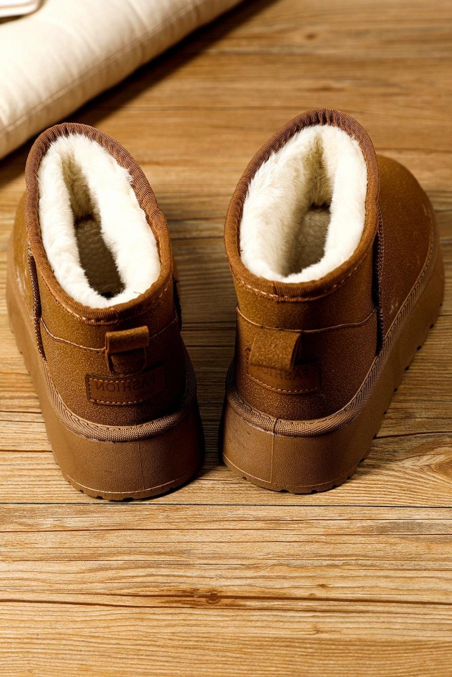 Femme Bottes | Bottines De Neige En Daim Doublées De Fausse Fourrure Marron