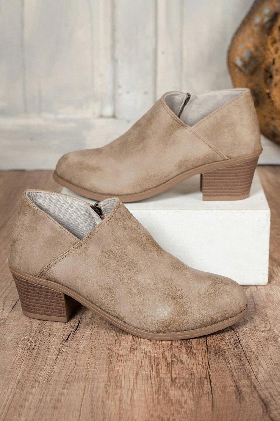 Femme Bottes | Bottines En Daim Gris Philippin