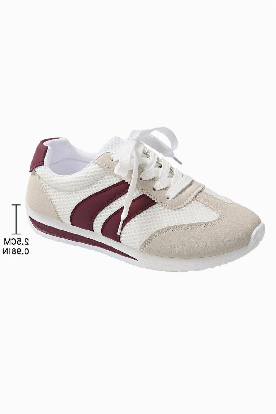 Femme Sneakers | Baskets Blanches à Lacets Respirantes En Patchwork