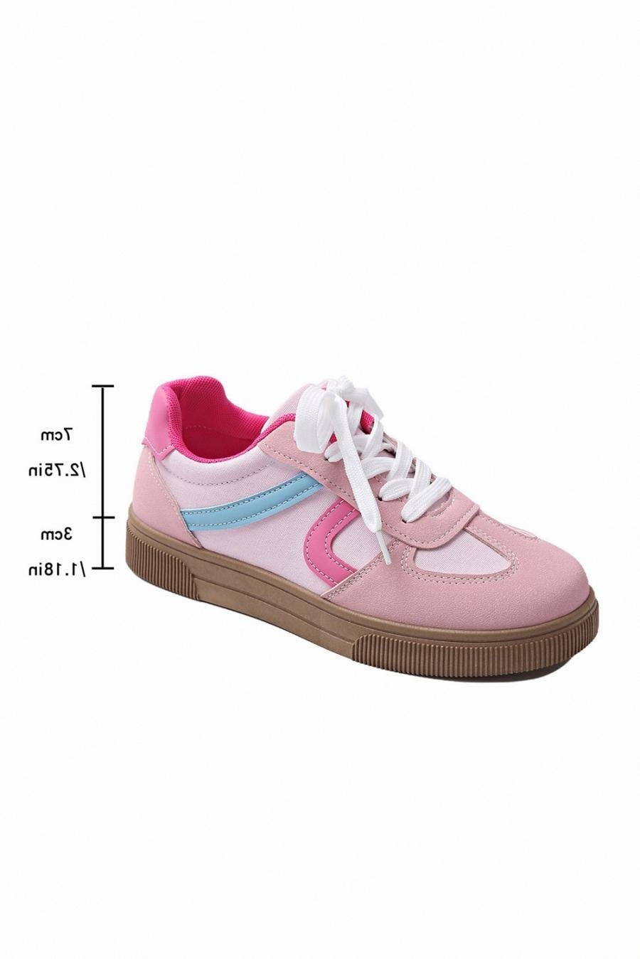 Femme Sneakers | Baskets à Lacets à Blocs De Couleur Rouge Rose