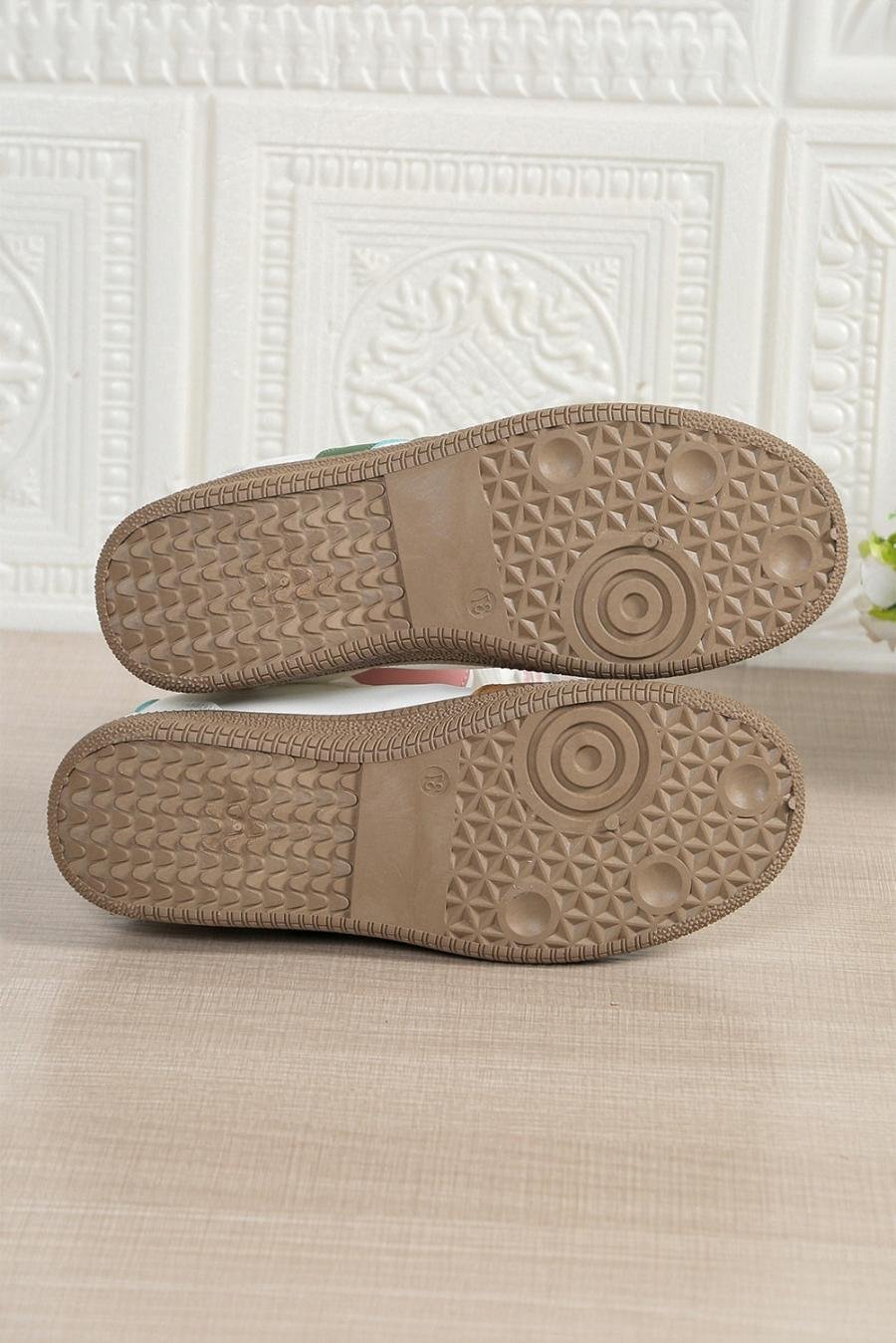 Femme Sneakers | Baskets à Lacets Patchwork à Rayures Roses