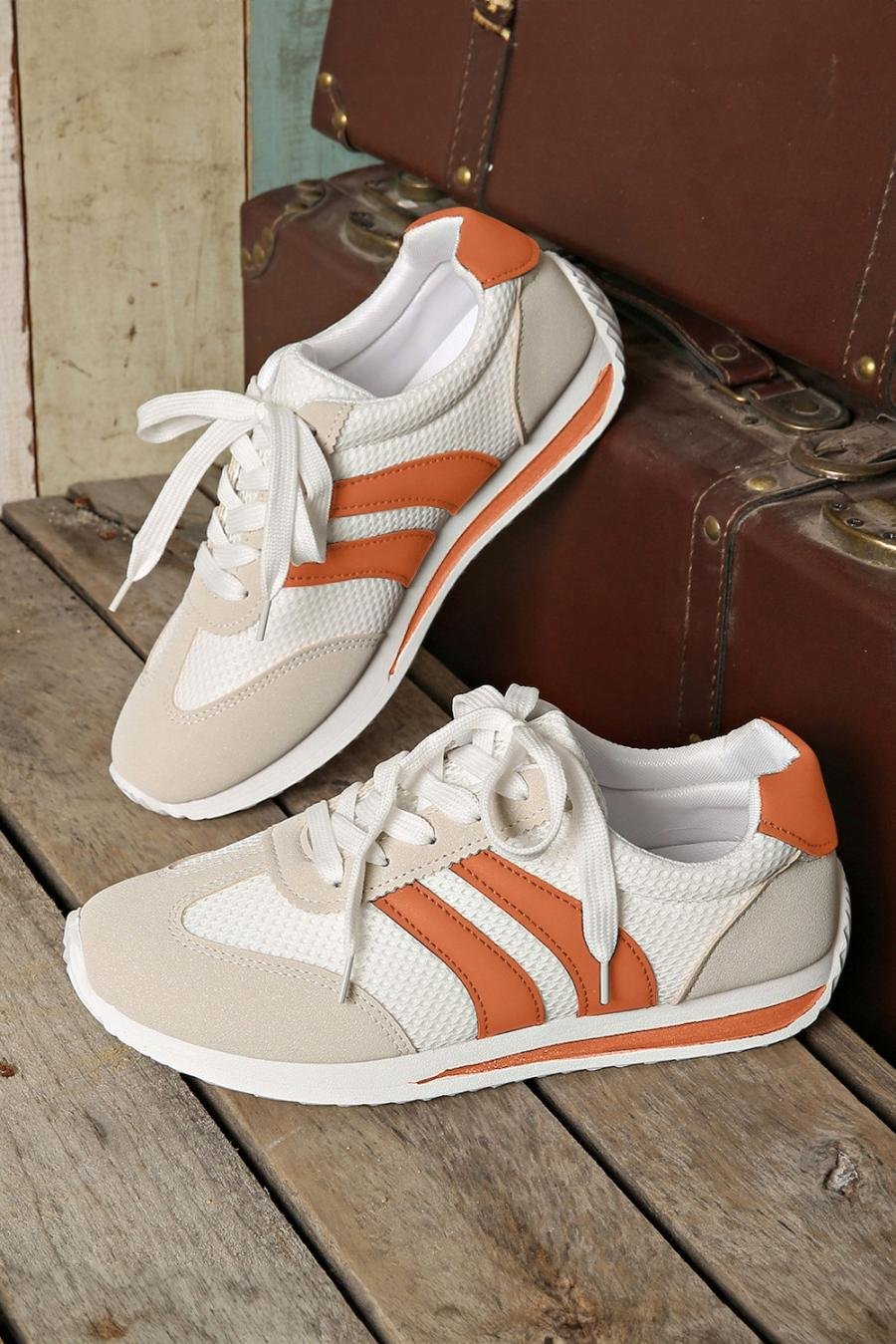 Femme Sneakers | Baskets à Lacets Respirantes Patchwork Jaune